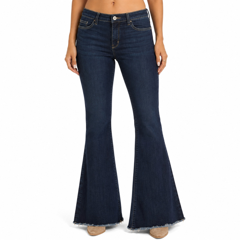 Judy Blue Flare Distressed High Rise Stretch Dark Blue Jeans Denim sz 9 / 29